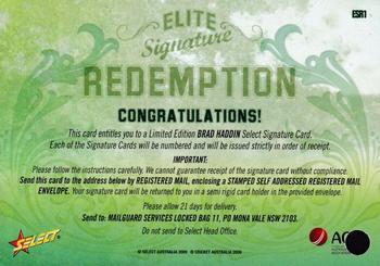 2009-10 Select - Elite Signature Redemption #ESR1 Brad Haddin Back