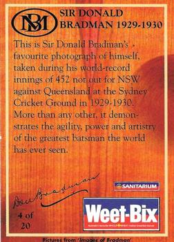 1996 Weet-Bix The Bradman Collection #4 Sir Donald Bradman Back