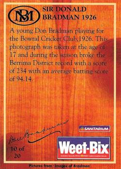 1996 Weet-Bix The Bradman Collection #10 Sir Donald Bradman Back