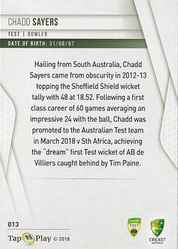 2018-19 Tap 'N' Play CA/BBL/WBBL - Base Parallel #013 Chadd Sayers Back