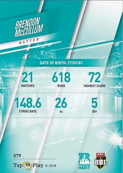 2018-19 Tap 'N' Play CA/BBL/WBBL - Base Parallel #079 Brendon McCullum Back