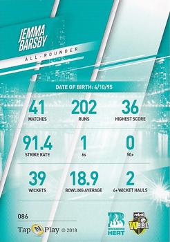 2018-19 Tap 'N' Play CA/BBL/WBBL - Base Parallel #086 Jemma Barsby Back