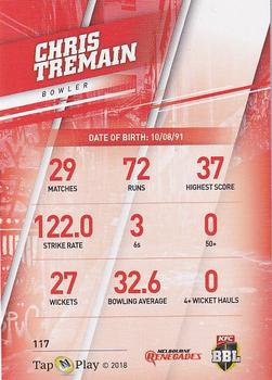 2018-19 Tap 'N' Play CA/BBL/WBBL - Base Parallel #117 Chris Tremain Back