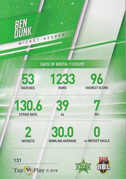 2018-19 Tap 'N' Play CA/BBL/WBBL - Base Parallel #131 Ben Dunk Back