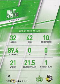 2018-19 Tap 'N' Play CA/BBL/WBBL - Base Parallel #142 Holly Ferling Back