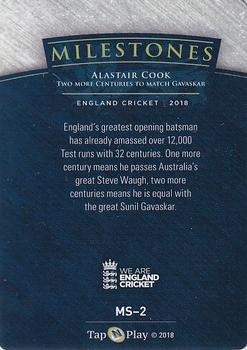 2018 Tap 'N' Play We are England Cricket - Milestones #MS-2 Alastair Cook Back