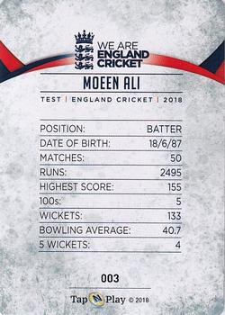 2018 Tap 'N' Play We are England Cricket - Silver Foil #003 Moeen Ali Back