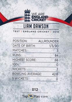 2018 Tap 'N' Play We are England Cricket - Silver Foil #012 Liam Dawson Back