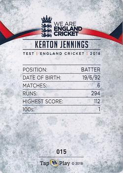 2018 Tap 'N' Play We are England Cricket - Silver Foil #015 Keaton Jennings Back