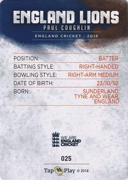 2018 Tap 'N' Play We are England Cricket - Silver Foil #025 Paul Coughlin Back