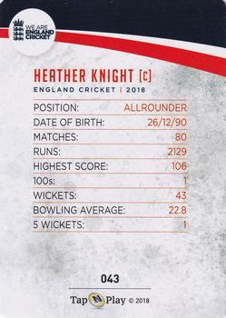 2018 Tap 'N' Play We are England Cricket - Silver Foil #043 Heather Knight Back