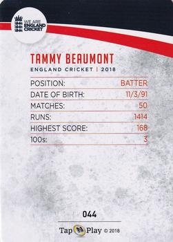 2018 Tap 'N' Play We are England Cricket - Silver Foil #044 Tammy Beaumont Back