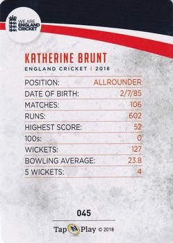 2018 Tap 'N' Play We are England Cricket - Silver Foil #045 Katherine Brunt Back
