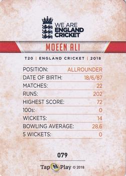 2018 Tap 'N' Play We are England Cricket - Silver Foil #079 Moeen Ali Back