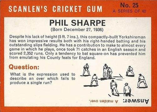 1965 Scanlen's Cricket #25 Phil Sharpe Back