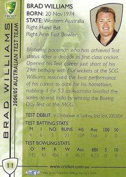 2004-05 Elite Sports Cricket Australia #11 Brad Williams Back