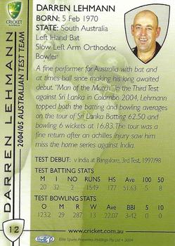 2004-05 Elite Sports Cricket Australia #12 Darren Lehmann Back