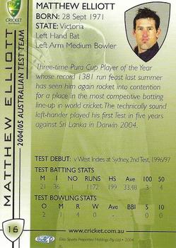 2004-05 Elite Sports Cricket Australia #16 Matthew Elliott Back