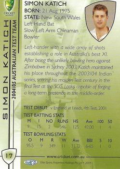 2004-05 Elite Sports Cricket Australia #17 Simon Katich Back