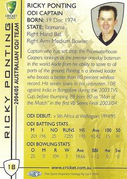 2004-05 Elite Sports Cricket Australia #18 Ricky Ponting Back