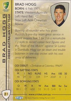 2004-05 Elite Sports Cricket Australia #21 Brad Hogg Back