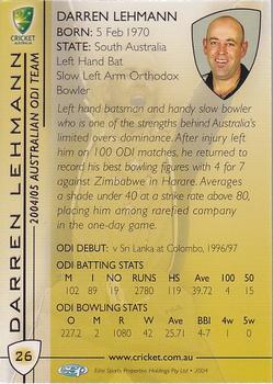 2004-05 Elite Sports Cricket Australia #26 Darren Lehmann Back