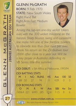 2004-05 Elite Sports Cricket Australia #27 Glenn McGrath Back