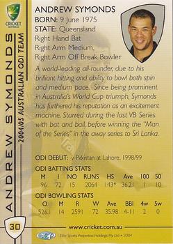 2004-05 Elite Sports Cricket Australia #30 Andrew Symonds Back