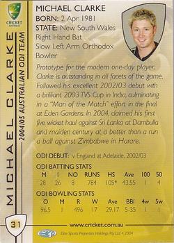 2004-05 Elite Sports Cricket Australia #31 Michael Clarke Back