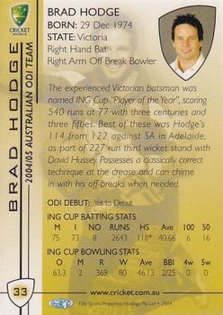 2004-05 Elite Sports Cricket Australia #33 Brad Hodge Back