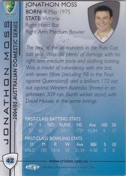 2004-05 Elite Sports Cricket Australia #42 Jonathan Moss Back