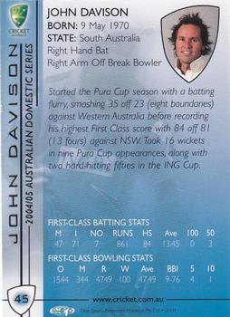 2004-05 Elite Sports Cricket Australia #45 John Davison Back