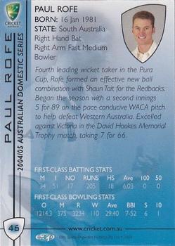 2004-05 Elite Sports Cricket Australia #46 Paul Rofe Back