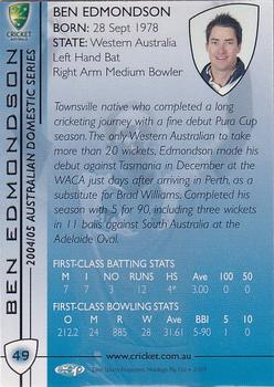 2004-05 Elite Sports Cricket Australia #49 Ben Edmondson Back