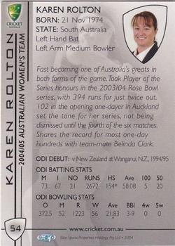 2004-05 Elite Sports Cricket Australia #54 Karen Rolton Back