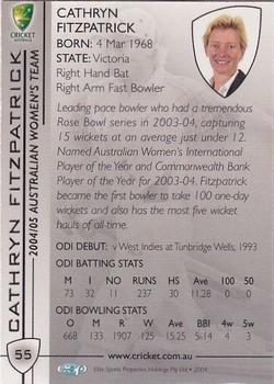 2004-05 Elite Sports Cricket Australia #55 Cathryn Fitzpatrick Back