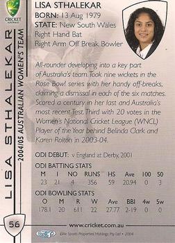 2004-05 Elite Sports Cricket Australia #56 Lisa Sthalekar Back