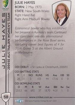 2004-05 Elite Sports Cricket Australia #58 Julie Hayes Back