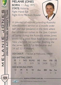 2004-05 Elite Sports Cricket Australia #59 Melanie Jones Back