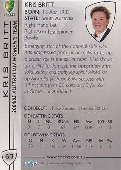 2004-05 Elite Sports Cricket Australia #60 Kris Britt Back