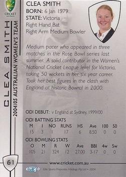 2004-05 Elite Sports Cricket Australia #61 Clea Smith Back
