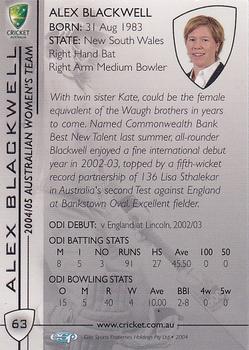 2004-05 Elite Sports Cricket Australia #63 Alex Blackwell Back