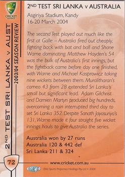 2004-05 Elite Sports Cricket Australia #72 Adam Gilchrist Back