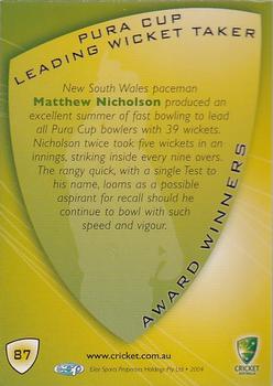 2004-05 Elite Sports Cricket Australia #87 Matthew Nicholson Back