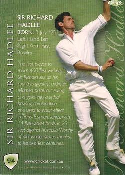 2004-05 Elite Sports Cricket Australia #94 Sir Richard Hadlee Back