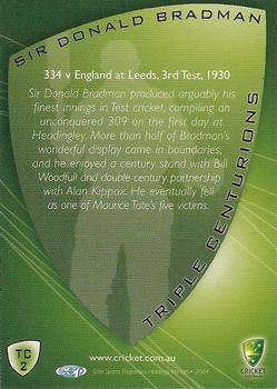 2004-05 Elite Sports Cricket Australia - Triple Centurions #TC2 Don Bradman Back