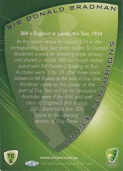 2004-05 Elite Sports Cricket Australia - Triple Centurions #TC6 Don Bradman Back