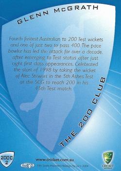 2004-05 Elite Sports Cricket Australia - The 200 Club #200C2 Glenn McGrath Back