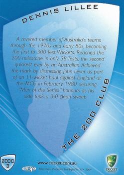 2004-05 Elite Sports Cricket Australia - The 200 Club #200C3 Dennis Lillee Back