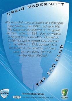 2004-05 Elite Sports Cricket Australia - The 200 Club #200C4 Craig McDermott Back